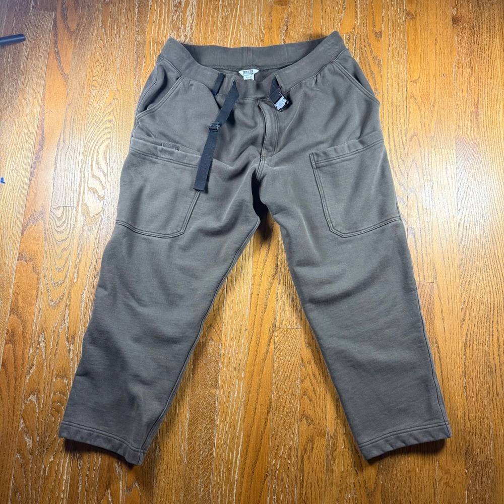 Duluth Trading Co Mens XL x 30 Relaxed Fit Fleece Sweatpants Belted Brown Cargo
